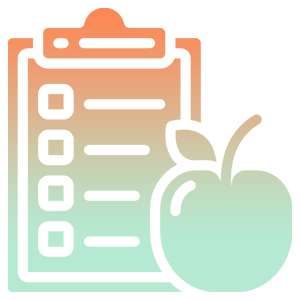Checklist with apple icon, gradient background. Checklist with apple icon, gradient background.